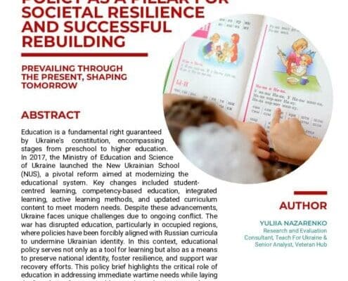 Ukraine’s education policy as a pillar for successful rebuilding